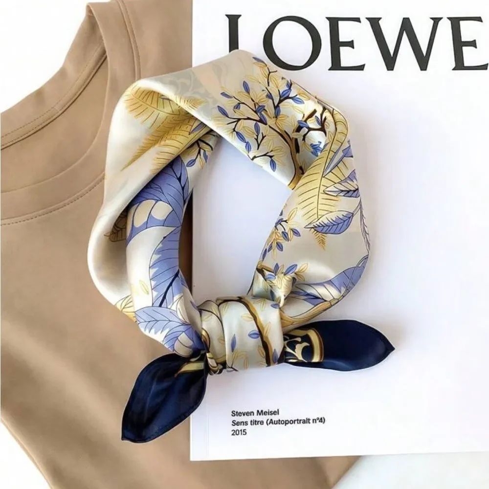 Floral Blue and Cream Scarf A1392